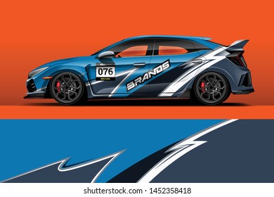 Car wrap design vector, truck and cargo van decal. Graphic abstract stripe racing background designs for vehicle, rally, race, adventure and car racing livery. 
