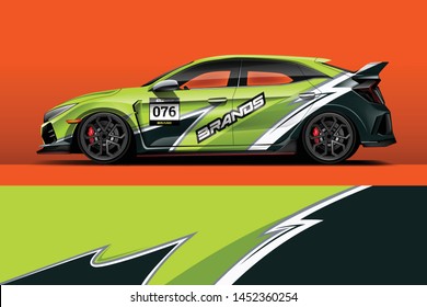Car wrap design vector, truck and cargo van decal. Graphic abstract stripe racing background designs for vehicle, rally, race, adventure and car racing livery. 
