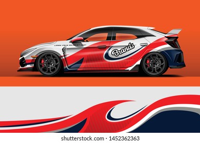 Car wrap design vector, truck and cargo van decal. Graphic abstract stripe racing background designs for vehicle, rally, race, adventure and car racing livery. 
