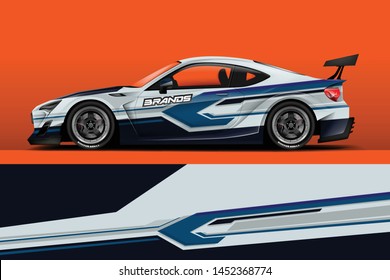 Car wrap design vector, truck and cargo van decal. Graphic abstract stripe racing background designs for vehicle, rally, race, adventure and car racing livery. - Vector
