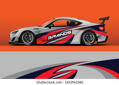 Car wrap design vector, truck and cargo van decal. Graphic abstract stripe racing background designs for vehicle, rally, race, adventure and car racing livery
