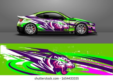 Car wrap design vector, truck and cargo van decal. Graphic abstract stripe racing background designs