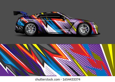 Vector de diseño de envoltura de Camión, coche y calcomanías de carga. Diseño de fondo de banda abstracta gráfica