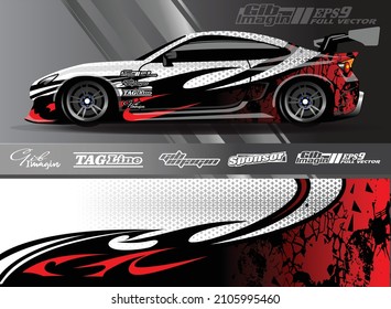 Car wrap design vector, truck and cargo van decal. Graphic abstract stripe racing background designs for vehicle, rally, race, adventure and car racing livery. - Vector