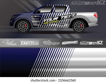 Car wrap design vector, truck and cargo van decal. Graphic abstract stripe racing background designs for vehicle, rally, race, adventure and car racing livery. - Vector