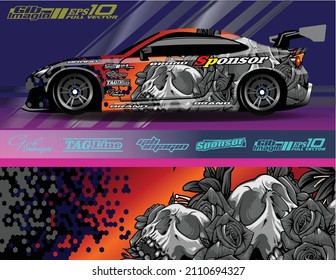 Car wrap design vector, truck and cargo van decal. Graphic abstract stripe racing background designs for vehicle, rally, race, adventure and car racing livery. - Vector