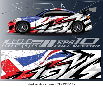Car wrap design vector, truck and cargo van decal. Graphic abstract stripe racing background designs for vehicle, rally, race, adventure and car racing livery