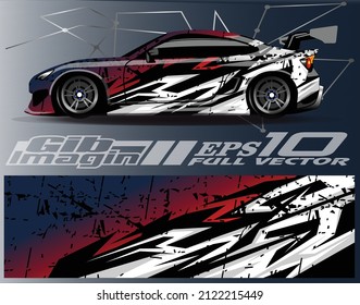 Car wrap design vector, truck and cargo van decal. Graphic abstract stripe racing background designs for vehicle, rally, race, adventure and car racing livery