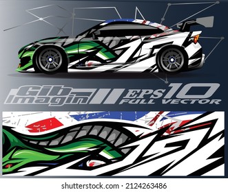 Car wrap design vector, truck and cargo van decal. Graphic abstract stripe racing background designs for vehicle, rally, race, adventure and car racing livery. - Vector