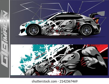 Diseño de la envoltura de coches, camión vectorial y camioneta de carga. Diseño gráfico abstracto de los antecedentes de carreras de rayas para carreras de carreras de carreras de vehículos y livery de carreras de coches