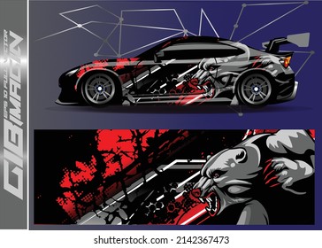 Car wrap design vector  truck and cargo van decal. Graphic abstract stripe racing background designs for vehicle  rally  race  adventure and car racing livery