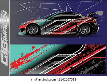 Car wrap design vector  truck and cargo van decal. Graphic abstract stripe racing background designs for vehicle  rally  race  adventure and car racing livery