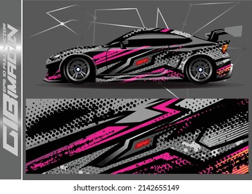 Car wrap design vector  truck and cargo van decal. Graphic abstract stripe racing background designs for vehicle  rally  race  adventure and car racing livery