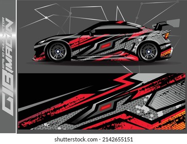 Car wrap design vector  truck and cargo van decal. Graphic abstract stripe racing background designs for vehicle  rally  race  adventure and car racing livery