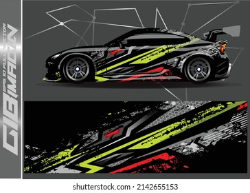 Car wrap design vector  truck and cargo van decal. Graphic abstract stripe racing background designs for vehicle  rally  race  adventure and car racing livery