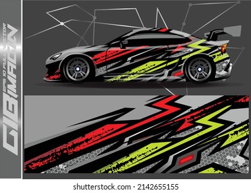 Car wrap design vector  truck and cargo van decal. Graphic abstract stripe racing background designs for vehicle  rally  race  adventure and car racing livery