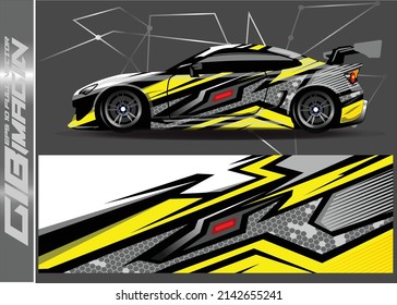 Car wrap design vector  truck and cargo van decal. Graphic abstract stripe racing background designs for vehicle  rally  race  adventure and car racing livery