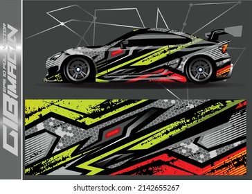 Car wrap design vector  truck and cargo van decal. Graphic abstract stripe racing background designs for vehicle  rally  race  adventure and car racing livery