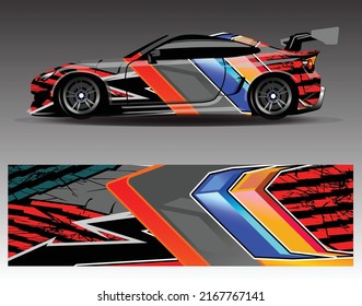 Diseño de la envoltura de coches, camión vectorial y camioneta de carga. Diseño gráfico abstracto de los antecedentes de carreras de rayas para carreras de carreras de carreras de vehículos y livery de carreras de coches