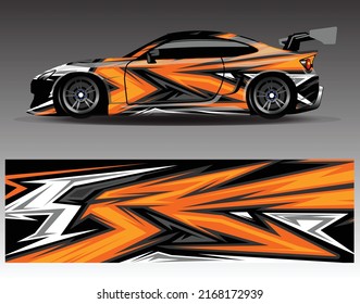 Car wrap design vector  truck and cargo van decal. Graphic abstract stripe racing background designs for vehicle rally race adventure and car racing livery