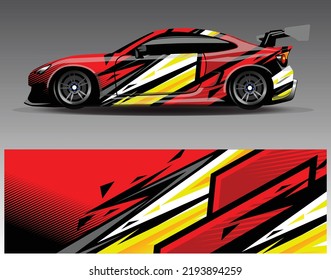 Car wrap design vector, truck and cargo van decal. Graphic abstract stripe racing background designs for vehicle, rally, race, adventure and car racing livery