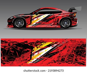 Car wrap design vector, truck and cargo van decal. Graphic abstract stripe racing background designs for vehicle, rally, race, adventure and car racing livery