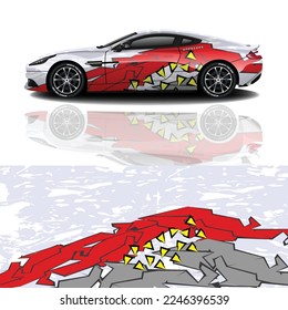 Car wrap design vector, truck and cargo van decal. Graphic abstract stripe racing background designs for vehicle, rally, race, adventure and car racing livery. 