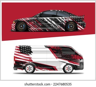 Car wrap design vector, truck and cargo van decal