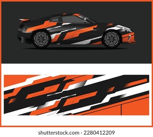 Car wrap design vector, truck and cargo van decal. Graphic abstract stripe racing