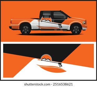 Vetor de design de envoltório de carro, caminhão e caminhão de carga van decal wrap completo