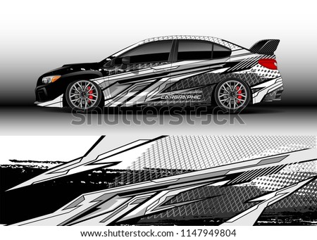 Car wrap design vector, truck and cargo van decal. Graphic abstract stripe racing background designs for vehicle, rally, race, advertisement, adventure and livery car.
