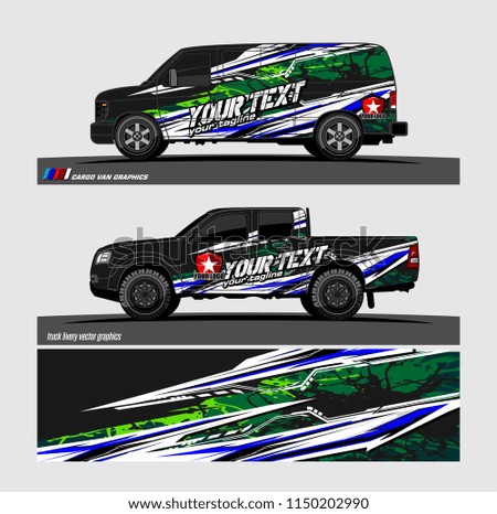 Car wrap design vector, truck and cargo van decal. abstract background for vehicle branding and livery