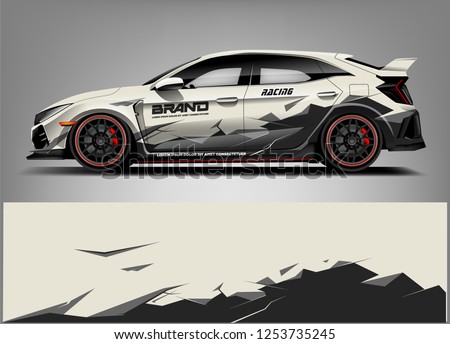 Car wrap design vector, truck and cargo van decal. Graphic abstract stripe racing background designs for vehicle, rally, race, adventure and car racing livery. 