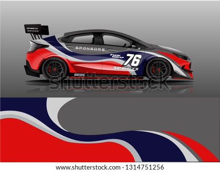 Car wrap design vector, truck and cargo van decal. Graphic abstract stripe racing background designs for vehicle, rally, race, adventure and car racing livery. - Vector