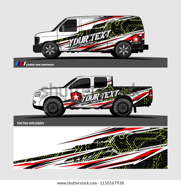 Car wrap design vector,
truck and cargo van decal. abstract background for vehicle branding
and livery