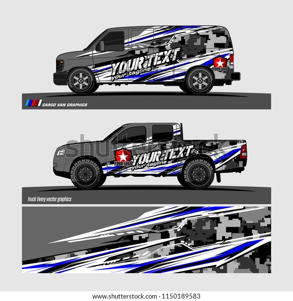 Car wrap design vector,
truck and cargo van decal. abstract background for vehicle branding
and livery