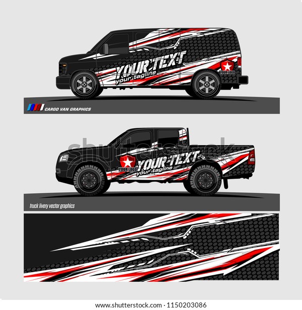 Car wrap design vector,\
truck and cargo van decal. abstract background for vehicle branding\
and livery