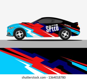 Car wrap design vector.Graphic abstract stripe racing background designs for vehicle, rally, race, adventure and car racing livery