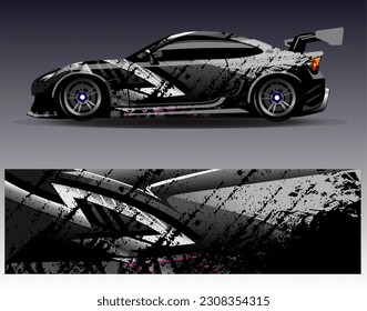 Car wrap design vector.Graphic abstract stripe racing background designs for vehicle, rally, race, adventure and car racing livery