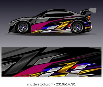 Car wrap design vector.Graphic abstract stripe racing background designs for vehicle, rally, race, adventure and car racing livery