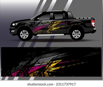 Car wrap design vector.Graphic abstract stripe racing background designs for vehicle, rally, race, adventure and car racing livery