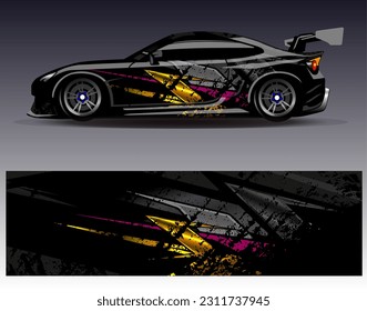 Car wrap design vector.Graphic abstract stripe racing background designs for vehicle, rally, race, adventure and car racing livery