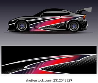 Design der Autoverpackung, Vektorgrafik.Grafische abstrakte Design-Hintergründe für Rennsport, Rallye, Rennen, Abenteuer und Autorennen