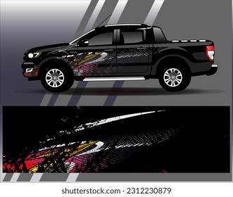 Car wrap design vector.Graphic abstract stripe racing background designs for vehicle, rally, race, adventure and car racing livery