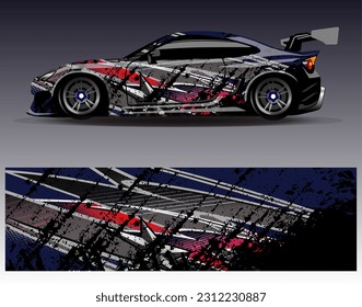 Car wrap design vector.Graphic abstract stripe racing background designs for vehicle, rally, race, adventure and car racing livery