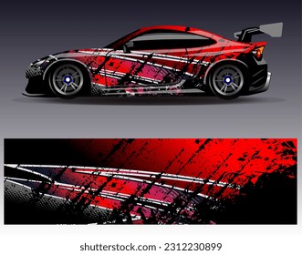 Car wrap design vector.Graphic abstract stripe racing background designs for vehicle, rally, race, adventure and car racing livery