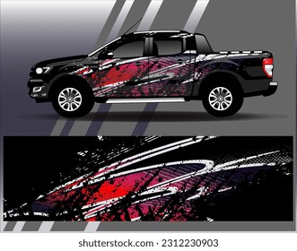 Car wrap design vector.Graphic abstract stripe racing background designs for vehicle, rally, race, adventure and car racing livery