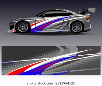 Diseño de envoltura de coches vectorial.Diseño gráfico abstracto de bandas de carreras de fondo para vehículos, carreras, carreras, aventuras y carreras de coches