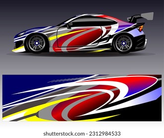 Car wrap design vector.Graphic abstract stripe racing background designs for vehicle, rally, race, adventure and car racing livery