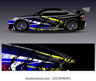 Car wrap design vector.Graphic abstract stripe racing background designs for vehicle, rally, race, adventure and car racing livery